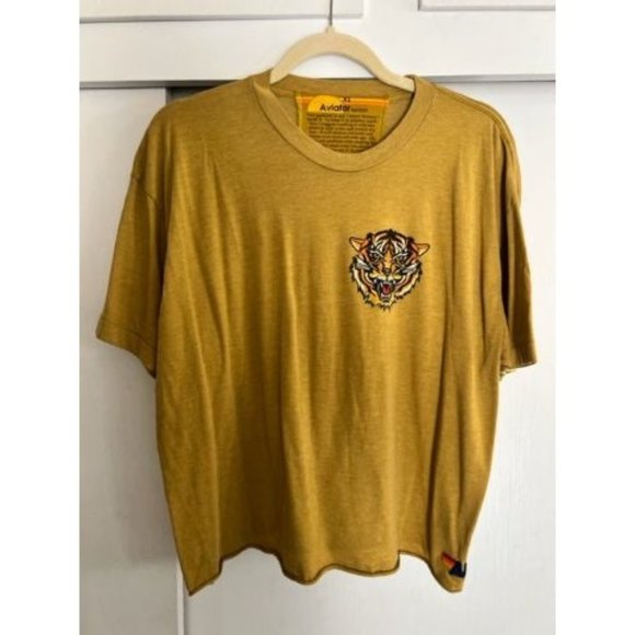 Aviator Nation Tops - RARE AVIATOR NATION TIGER GOLDEN YELLOW HONEY BOYFRIEND TEE SZ XL
